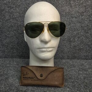 Vintage 1970s B&L RAY-BAN‎ OUTDOORSMAN AVIATOR SUNGLASSES teardrop gold
